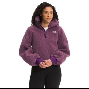 The North Face Women's Platte Sherpa Pullover Jacket Purple- MEDIUM